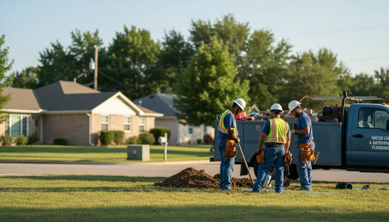 Residential water line and bathroom plumbing service in Cookson, OK